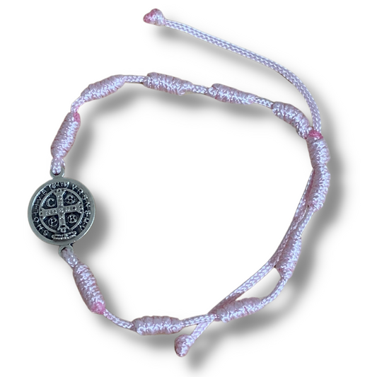 Cord Decade Rosary Bracelet with St. Benedict Medal of Assorted Colors