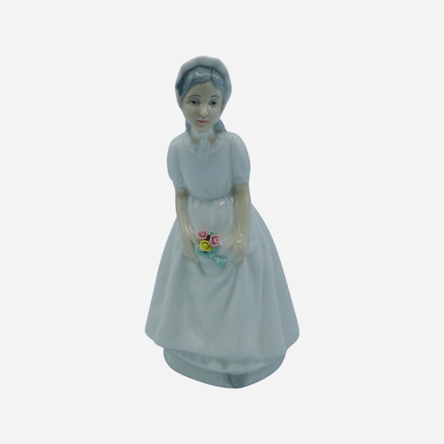 Porceval Spanish Porcelain Girl in a Bonnet with Roses Villamarchante Figurine