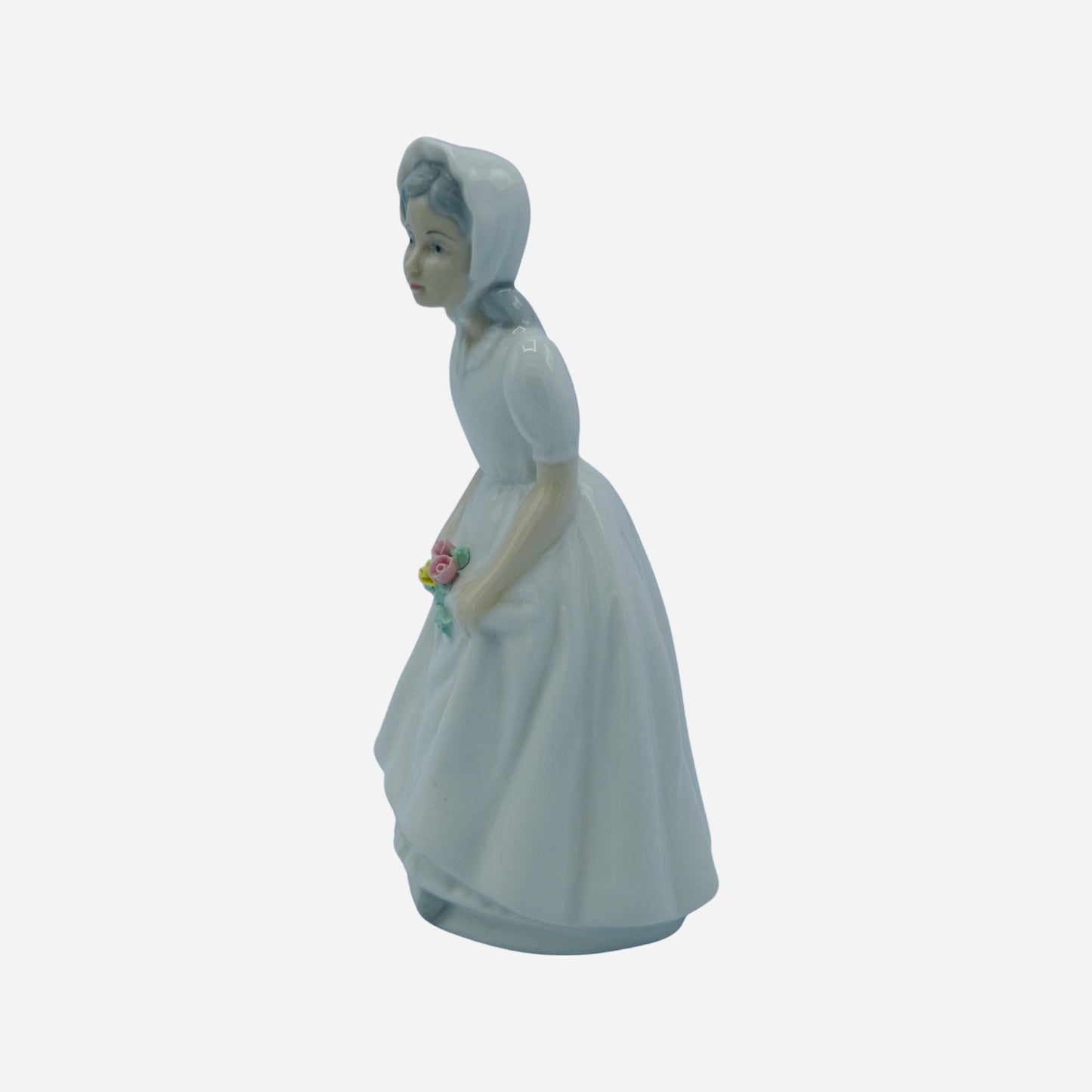 Porceval Spanish Porcelain Girl in a Bonnet with Roses Villamarchante Figurine