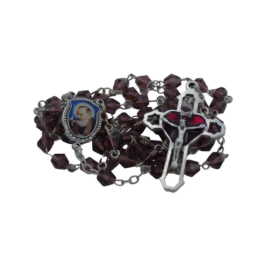 Purple Padre Pio Rosary with Relic