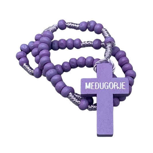 Purple Wood Queen of Peace Rosary
