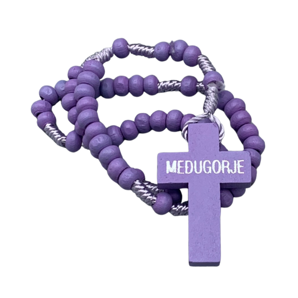 Purple Wood Queen of Peace Rosary