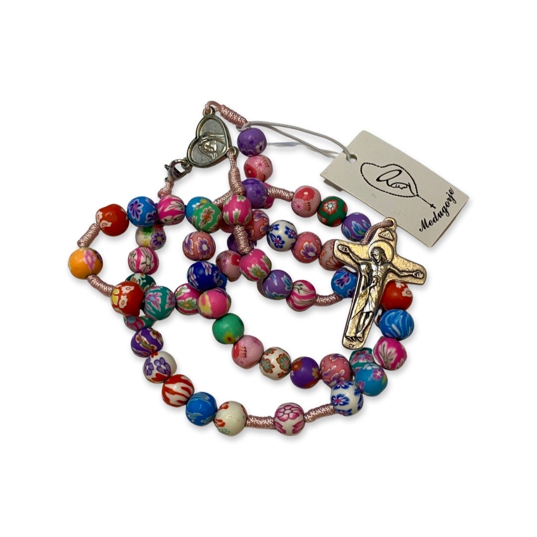 Queen of Peace FIMO Rosary of Assorted Colors Medjugorje