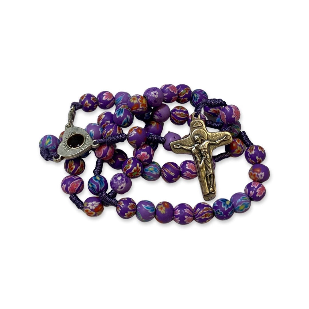 Queen of Peace FIMO Rosary of Assorted Colors Medjugorje