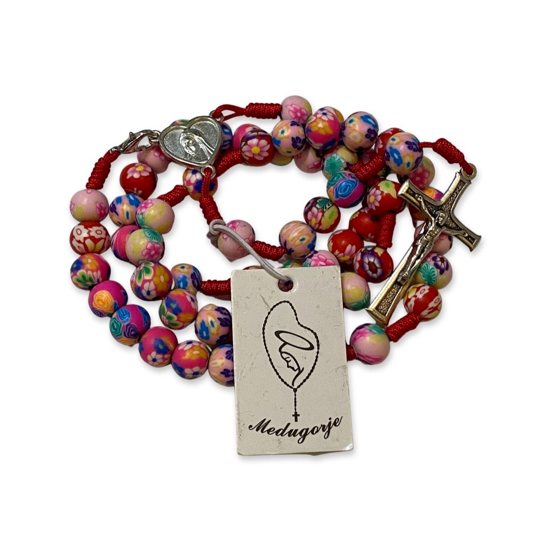 Queen of Peace FIMO Rosary of Assorted Colors Medjugorje