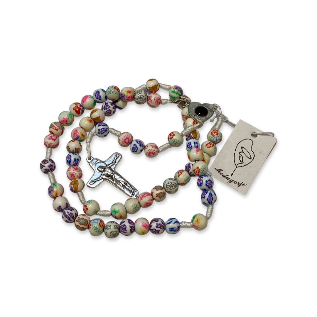 Queen of Peace FIMO Rosary of Assorted Colors Medjugorje