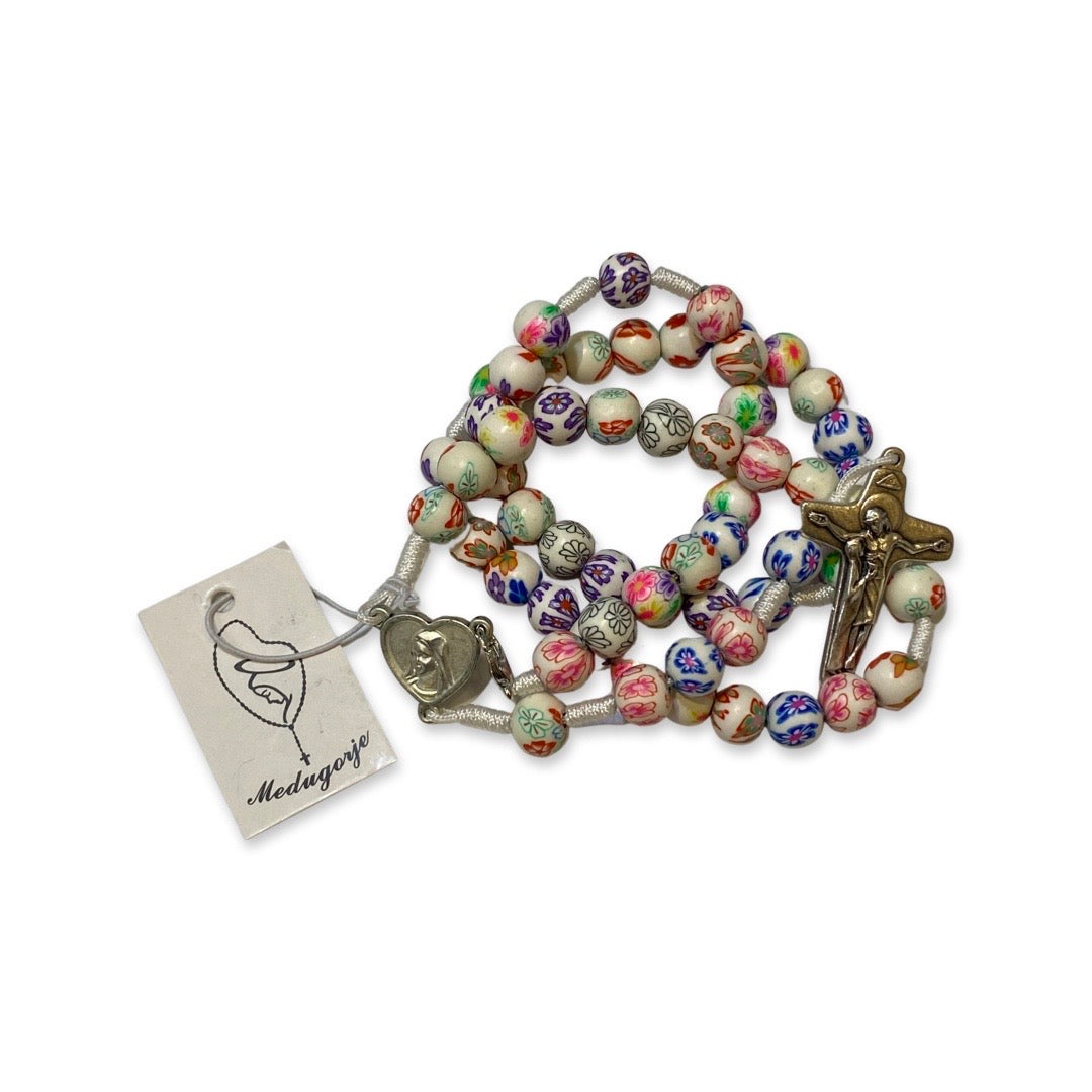 Queen of Peace FIMO Rosary of Assorted Colors Medjugorje