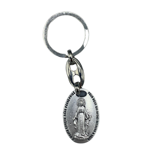 Raised Miraculous Medal Keychain