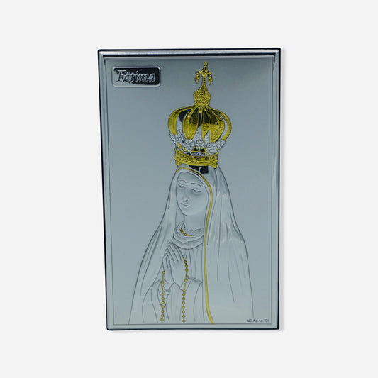 Rectangular Colored Silver Image of Our Lady of Fatima