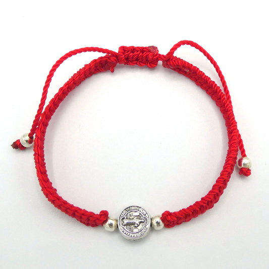 Braided Bracelet of Assorted Colors with St. Benedict Medal