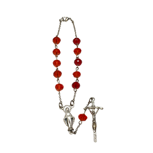 Red Crystal Miraculous Medal Decade Rosary