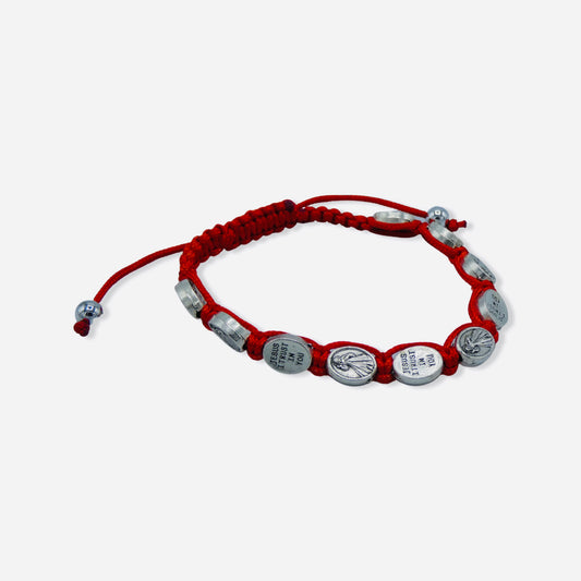 Red Divine Mercy Adjustable Bracelet