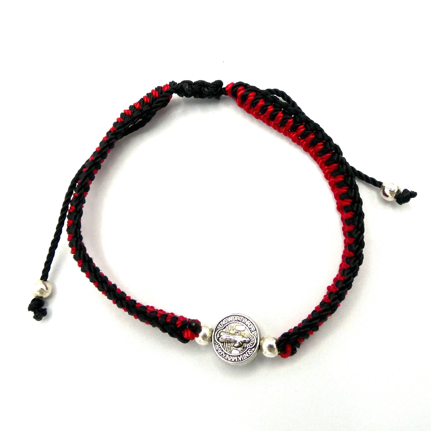 Braided Bracelet of Assorted Colors with St. Benedict Medal