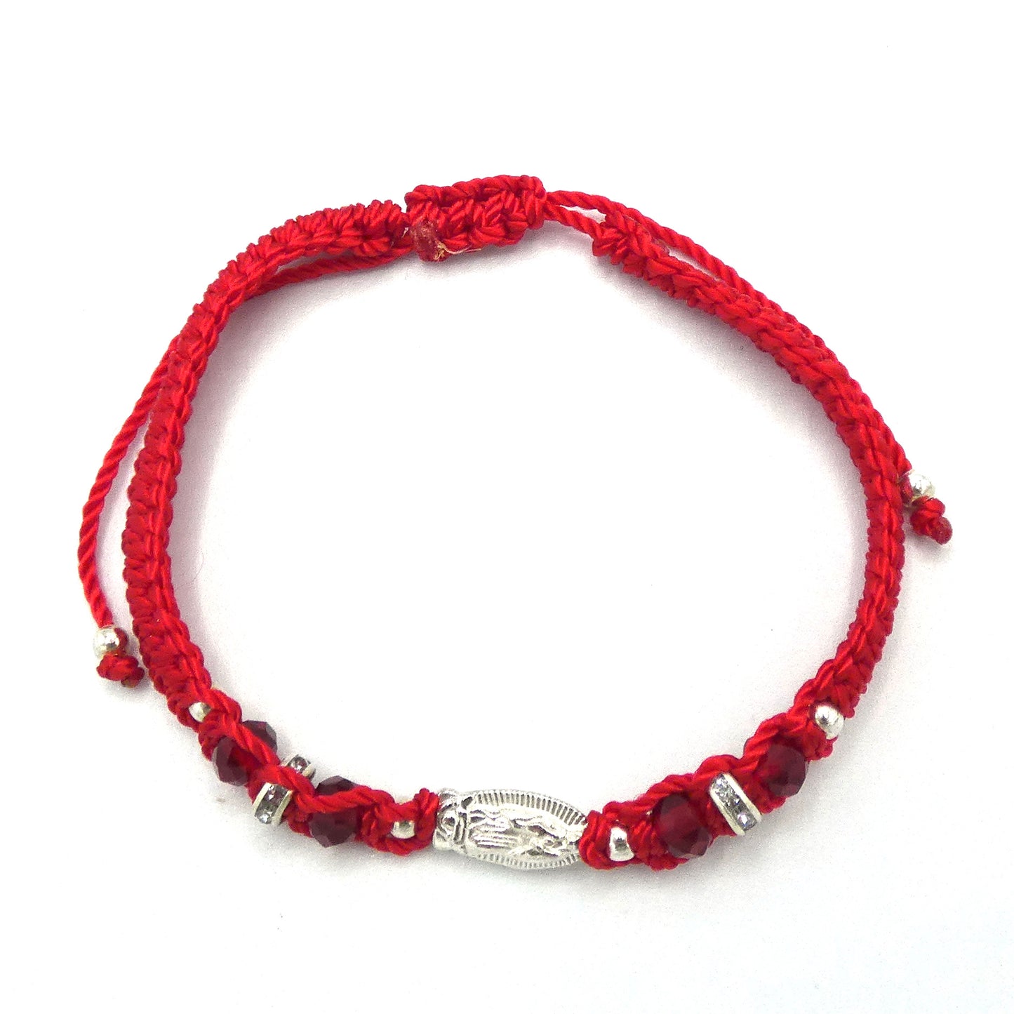 Braided and Beaded Bracelet of Assorted Colors with Guadalupe Medal