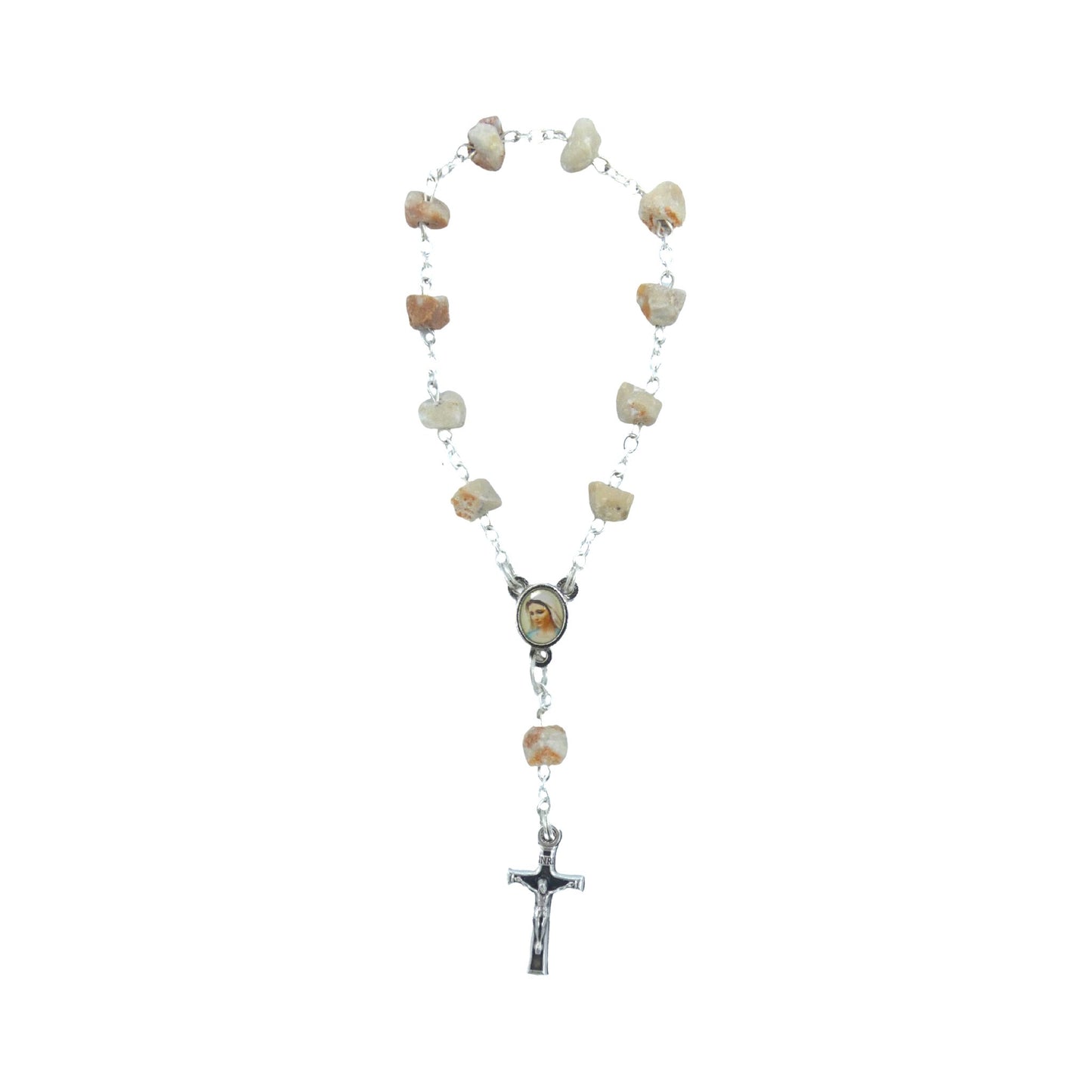 Queen of Peace Rocky Stone Decade Rosary with Chains