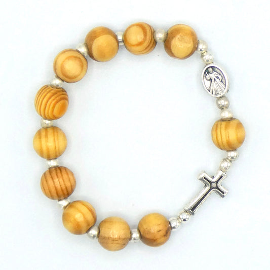 Olive Wood Queen of Peace Decade Rosary Bracelet of Assorted Styles