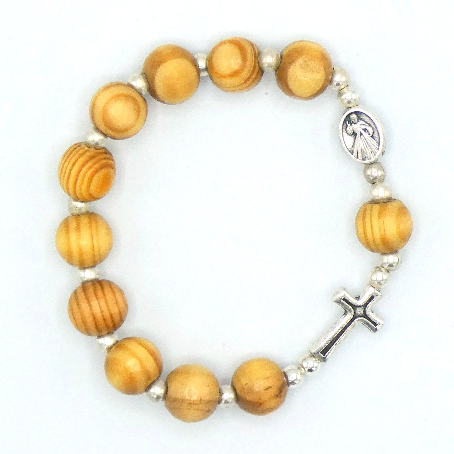 Olive Wood Queen of Peace Decade Rosary Bracelet of Assorted Styles