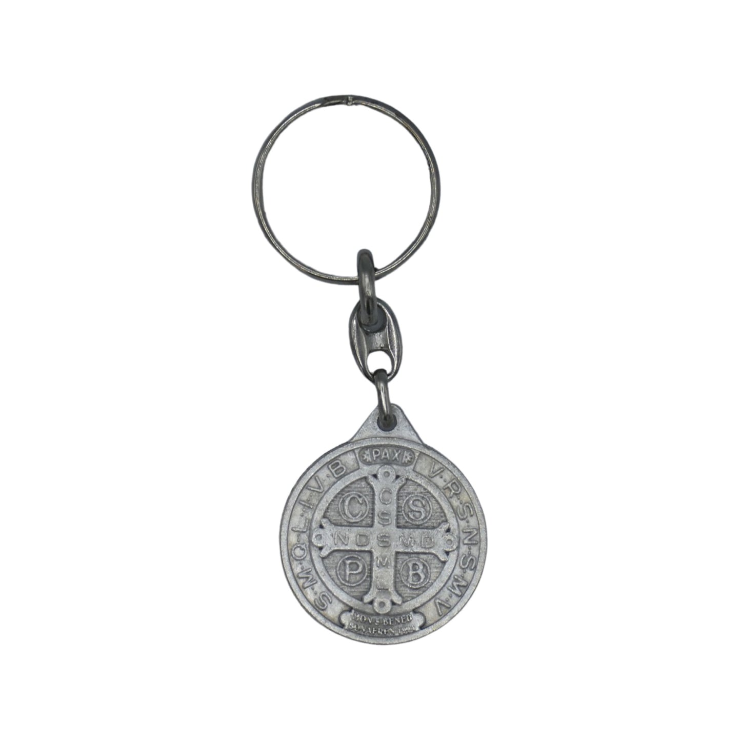Silver Circle St. Benedict Medal Keychain
