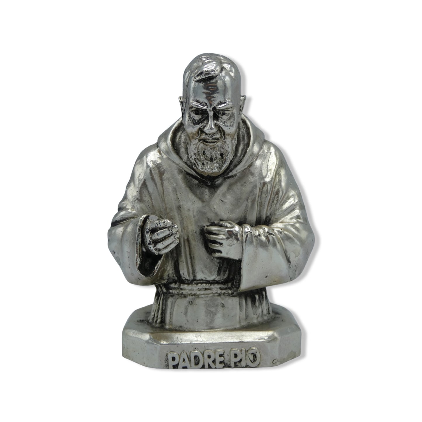 Silver Colored Padre Pio Statue