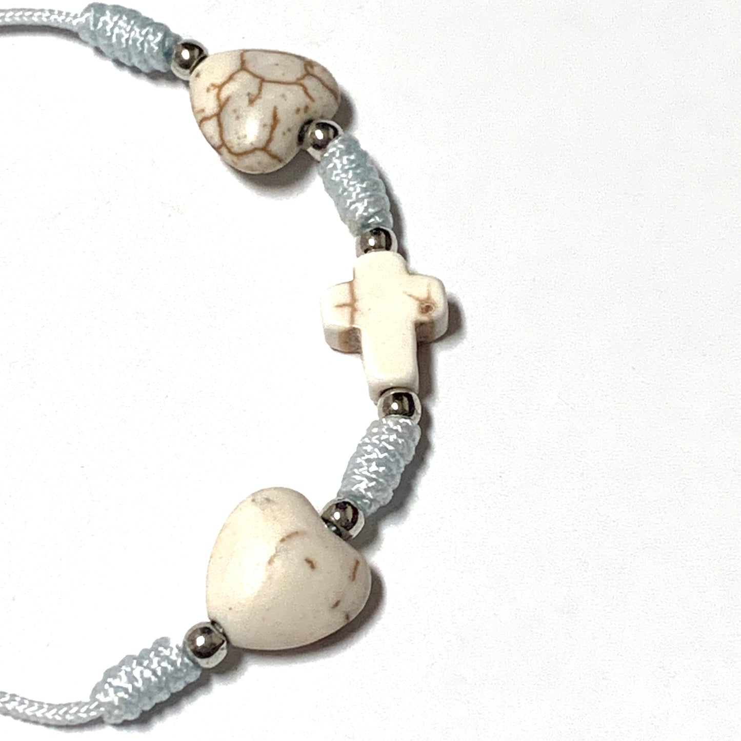 Queen of Peace Stone Heart and Cross Bracelet of Assorted Colors