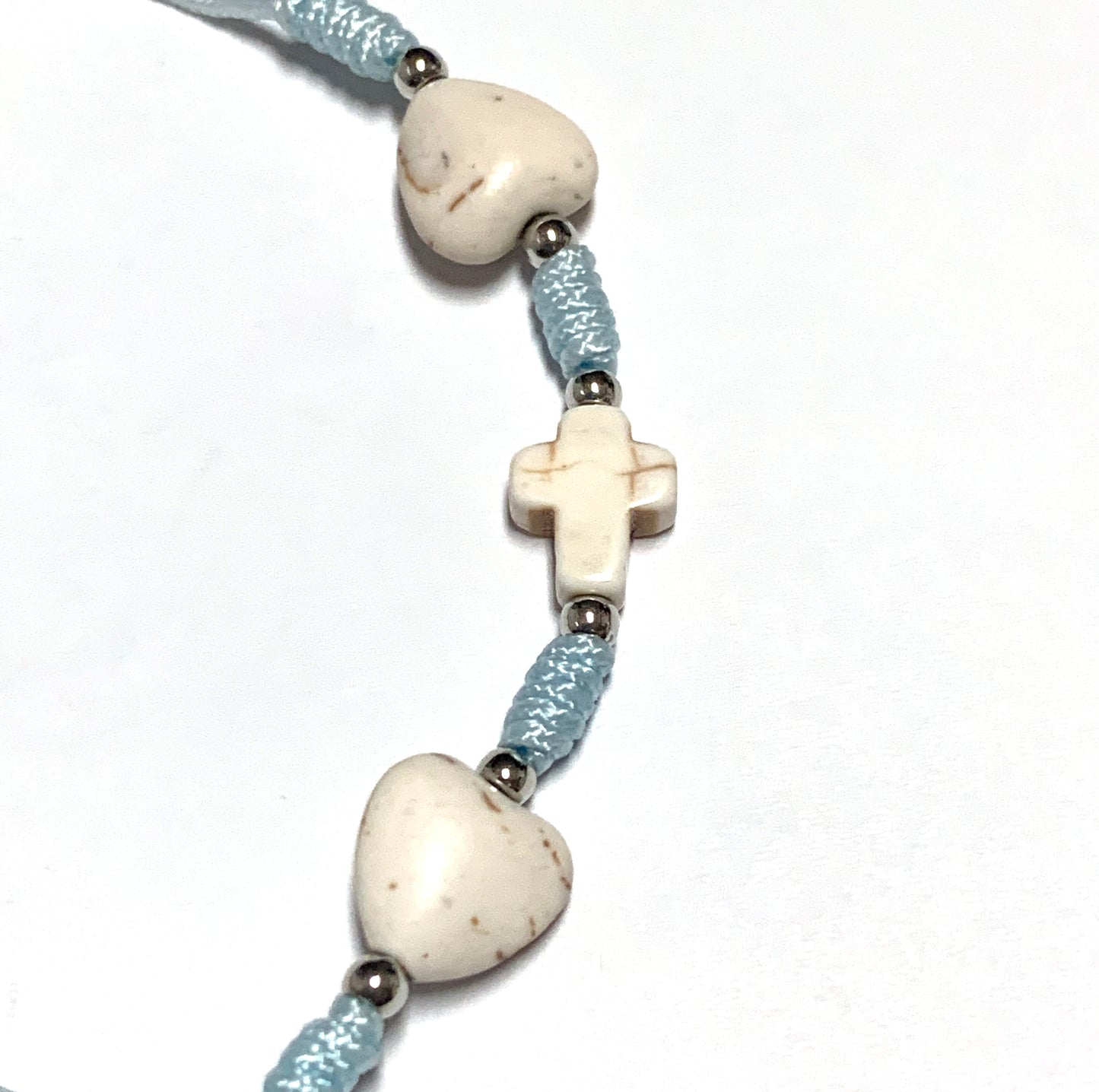 Queen of Peace Stone Heart and Cross Bracelet of Assorted Colors