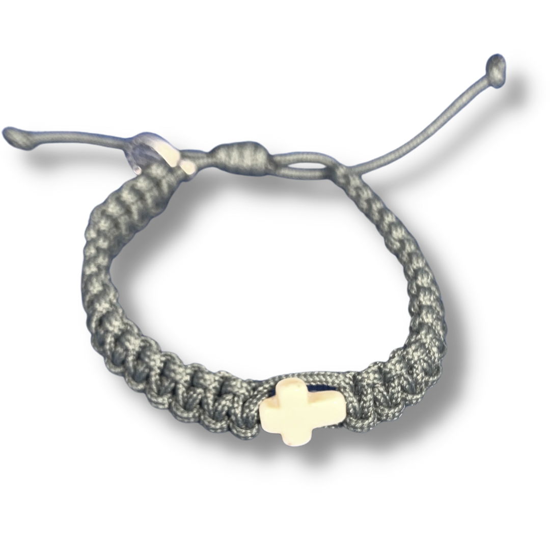 Braided Bracelet with Stone Cross of Assorted Colors