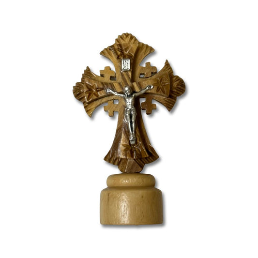 Small Olive Wood Jerusalem Standing Crucifix