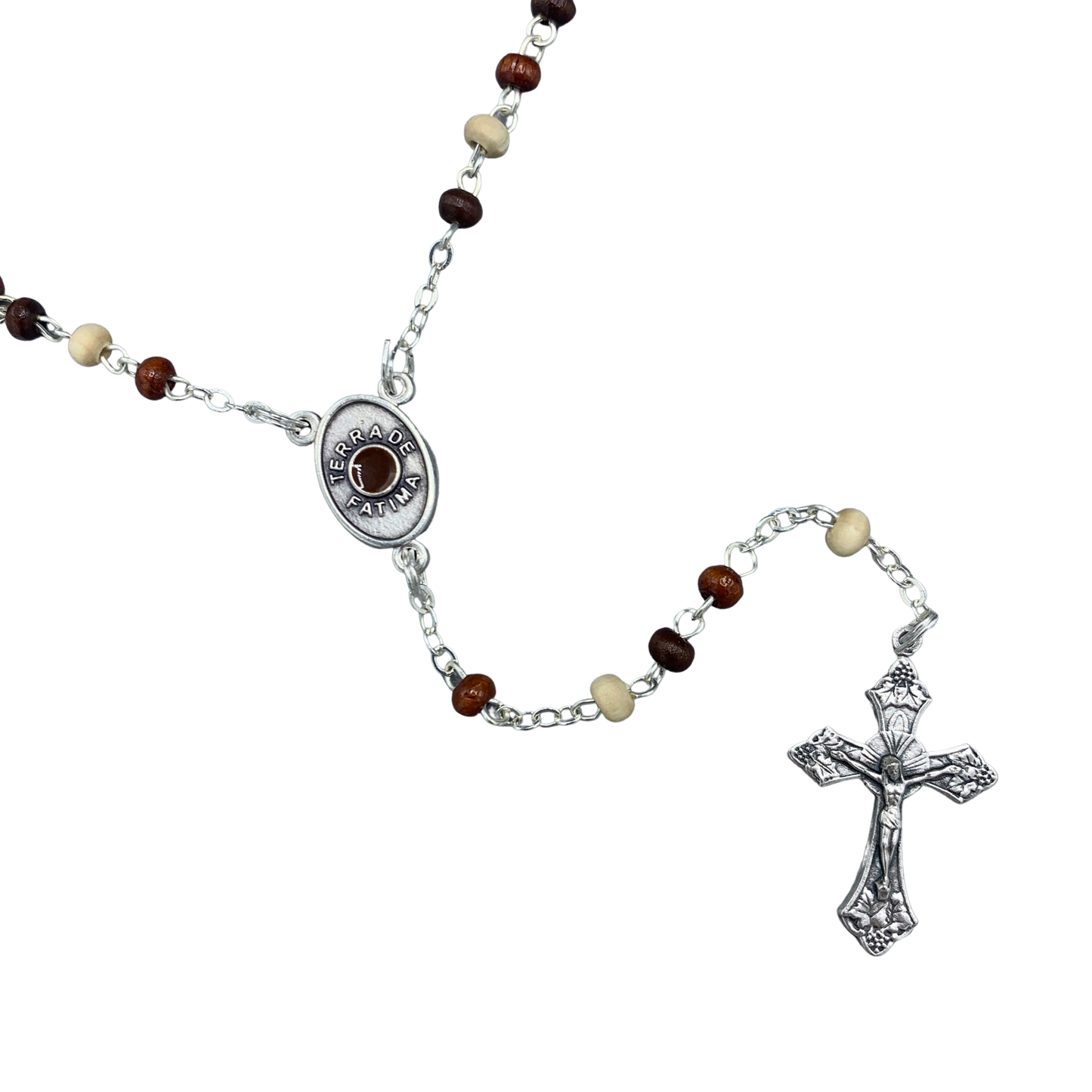 Small Wood Fatima Rosary with Case