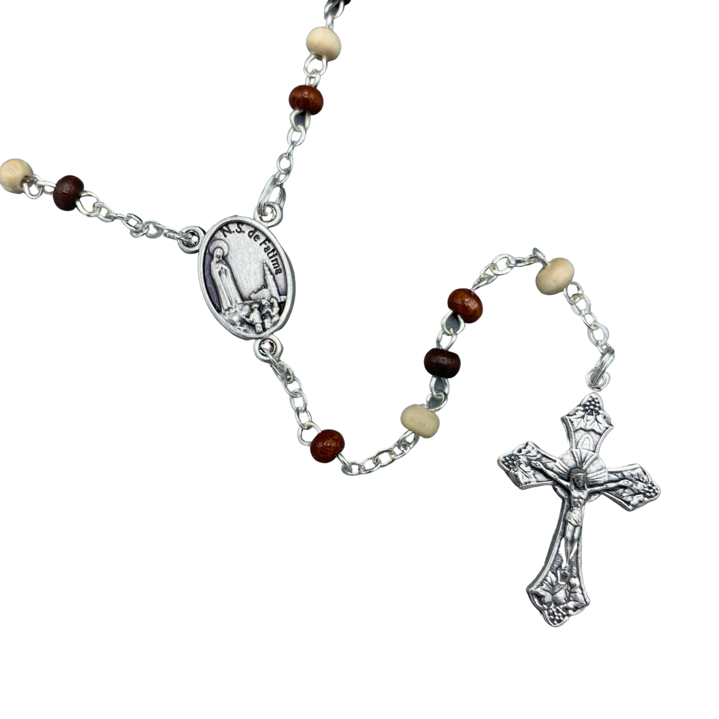 Small Wood Fatima Rosary with Case