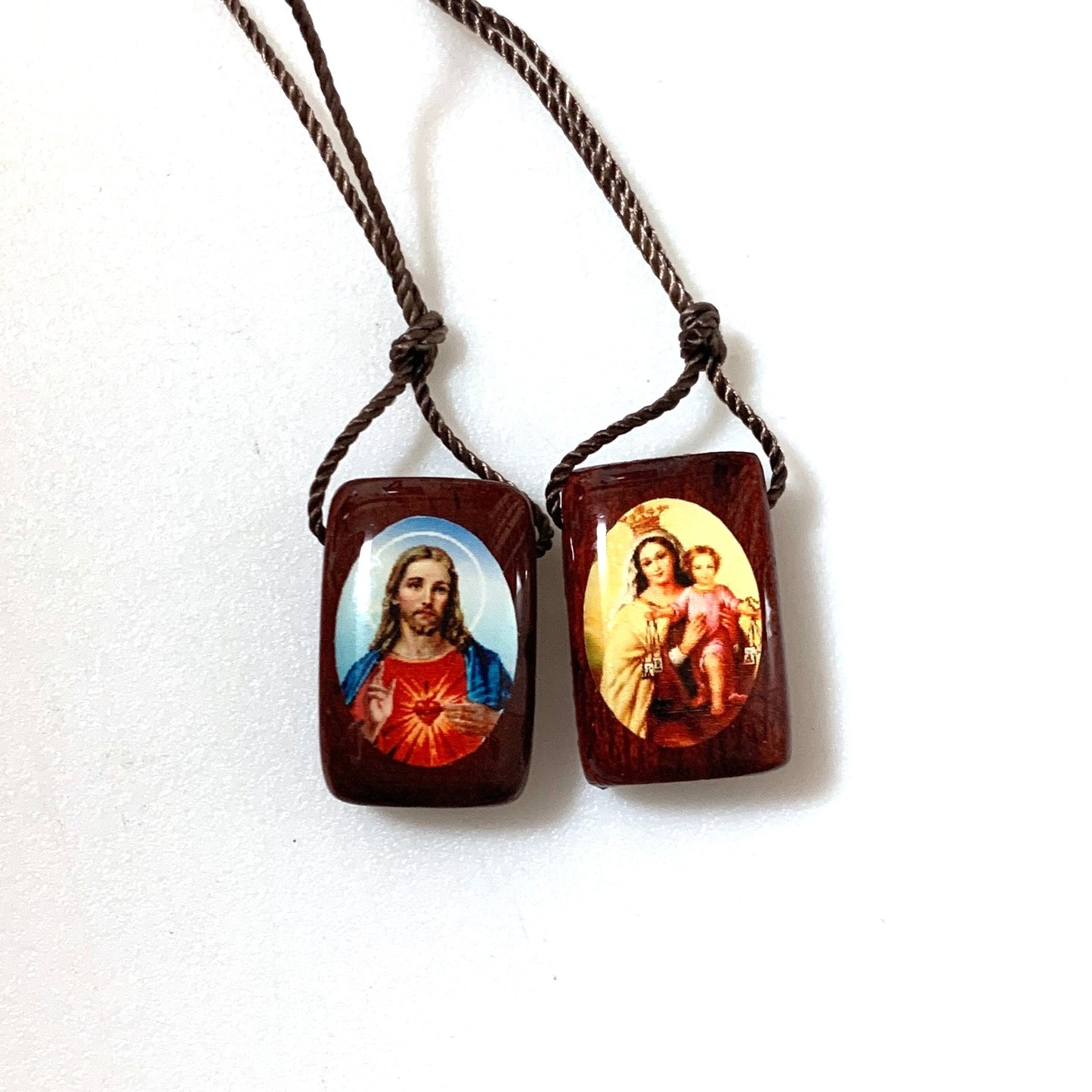 Burgundy Our Lady of Mount Carmel and Sacred Heart Scapular