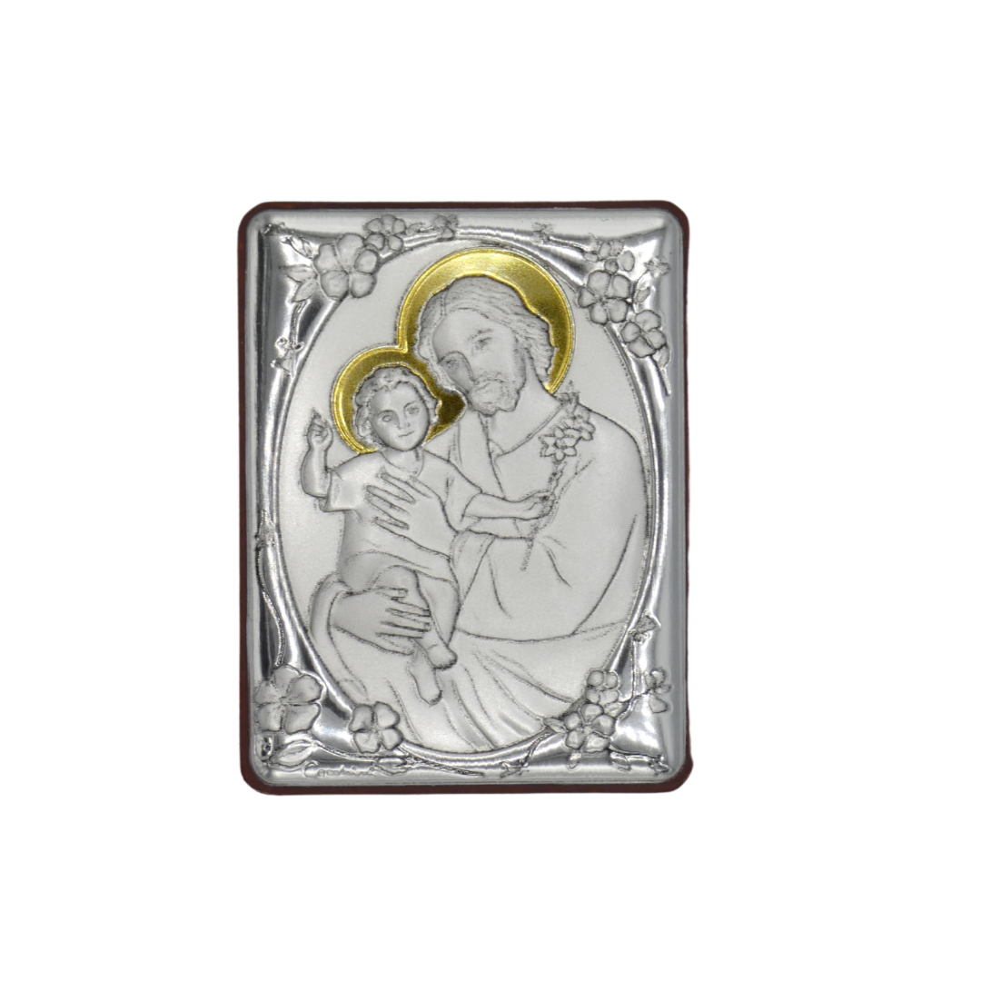 Square Colored Silver Image of St. Joseph