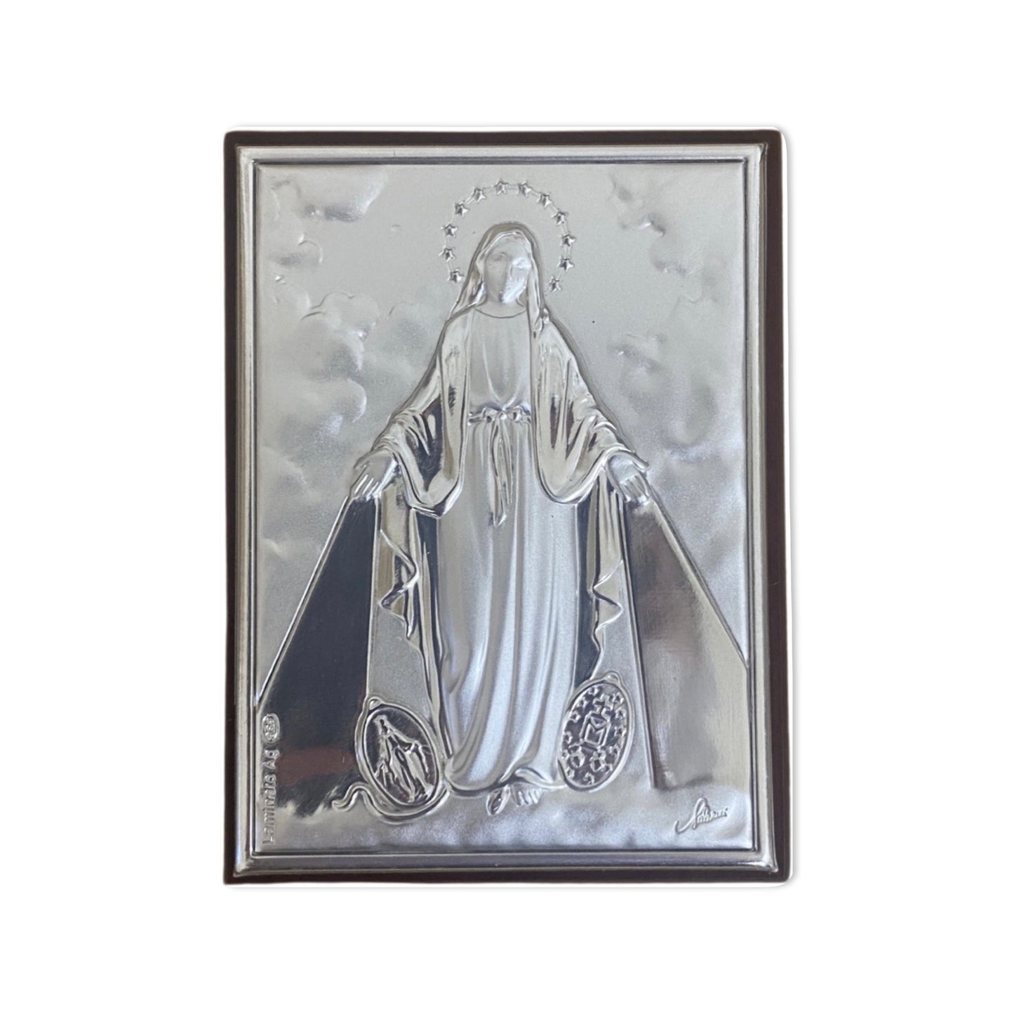 Square Silver Image of Our Lady of the Miraculous Medal