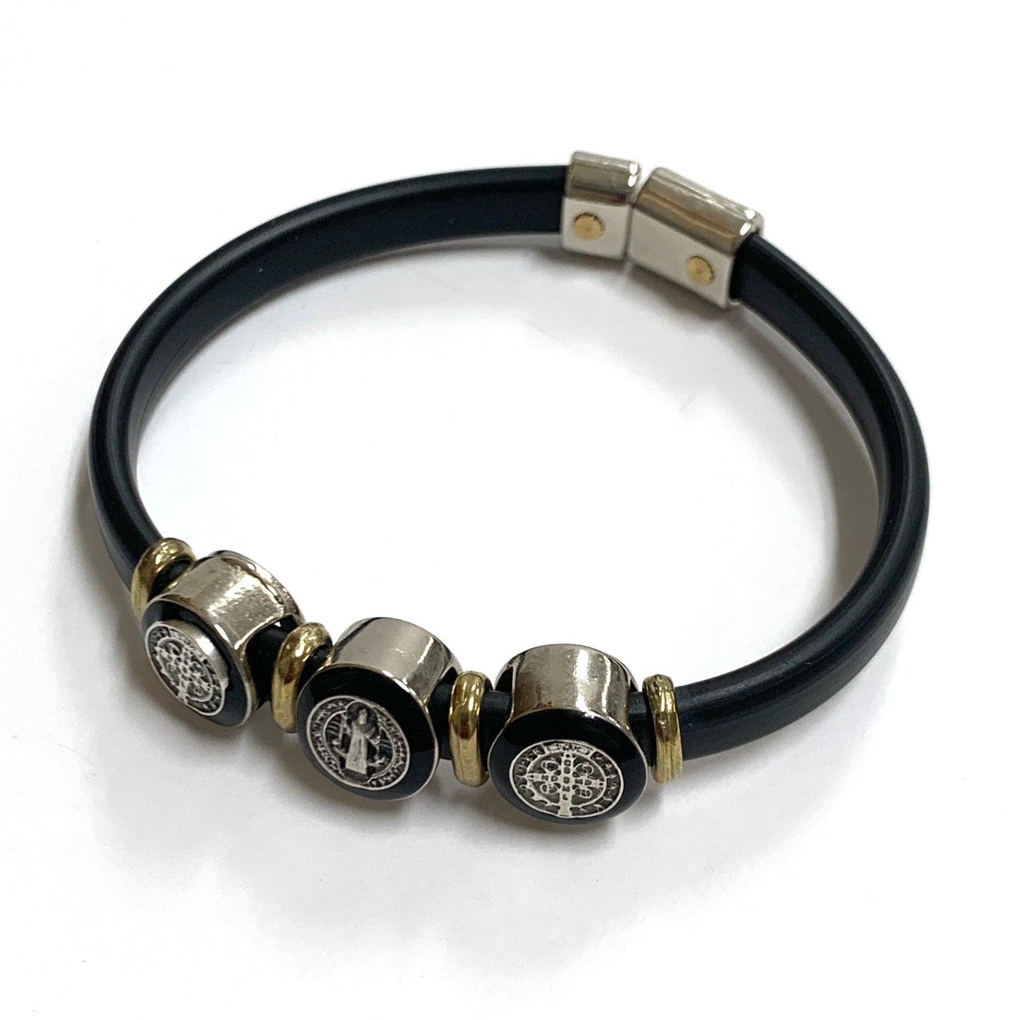 St. Benedict Silicon Bracelet with Medals