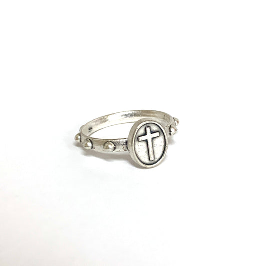 Stamp Cross Decade Rosary Ring