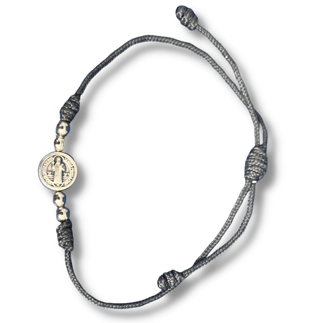 Cord Bracelet with St. Benedict Medal of Assorted Colors