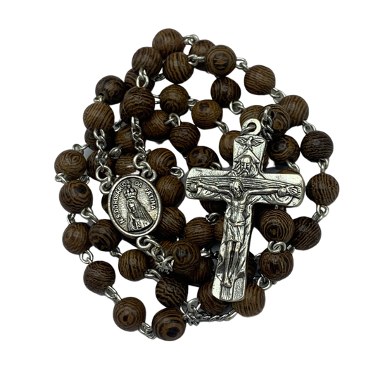 Striped Wood Fatima Rosary