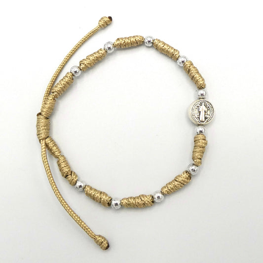 Cord Decade Rosary of Assorted Colors with Round St. Benedict Medal