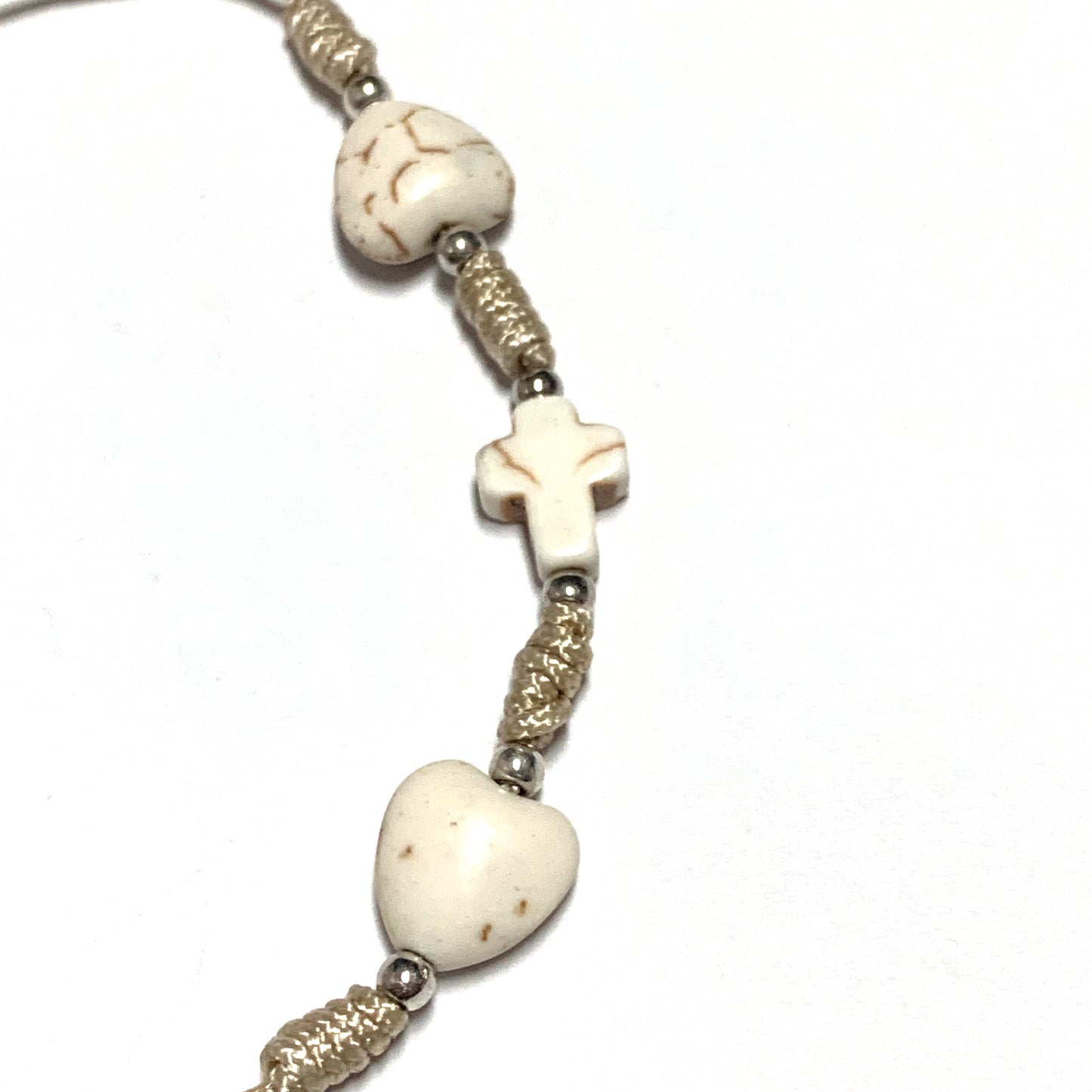 Queen of Peace Stone Heart and Cross Bracelet of Assorted Colors