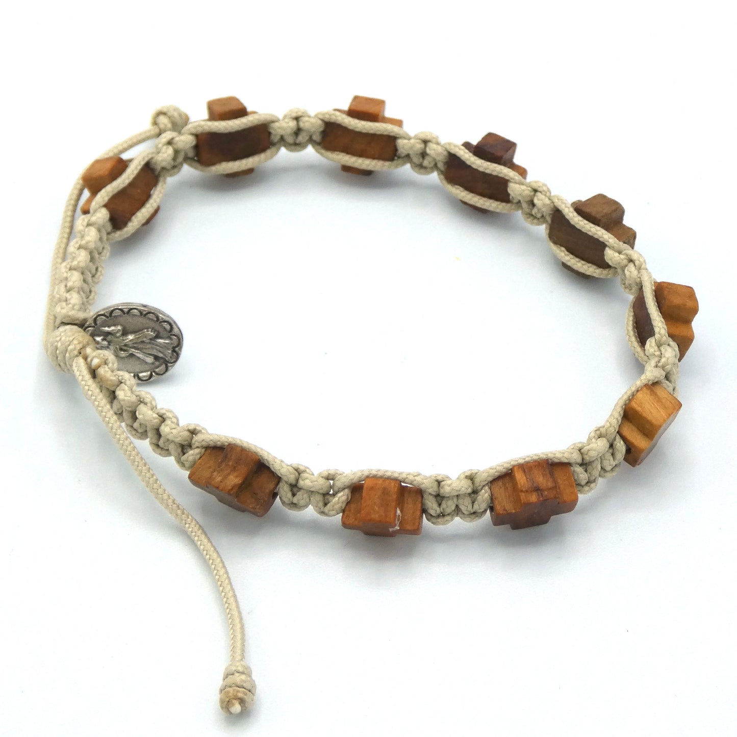 Wooden Cross Decade Rosary Bracelet of Assorted Colors