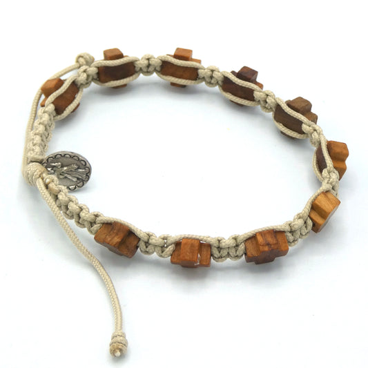 Wooden Cross Decade Rosary Bracelet of Assorted Colors