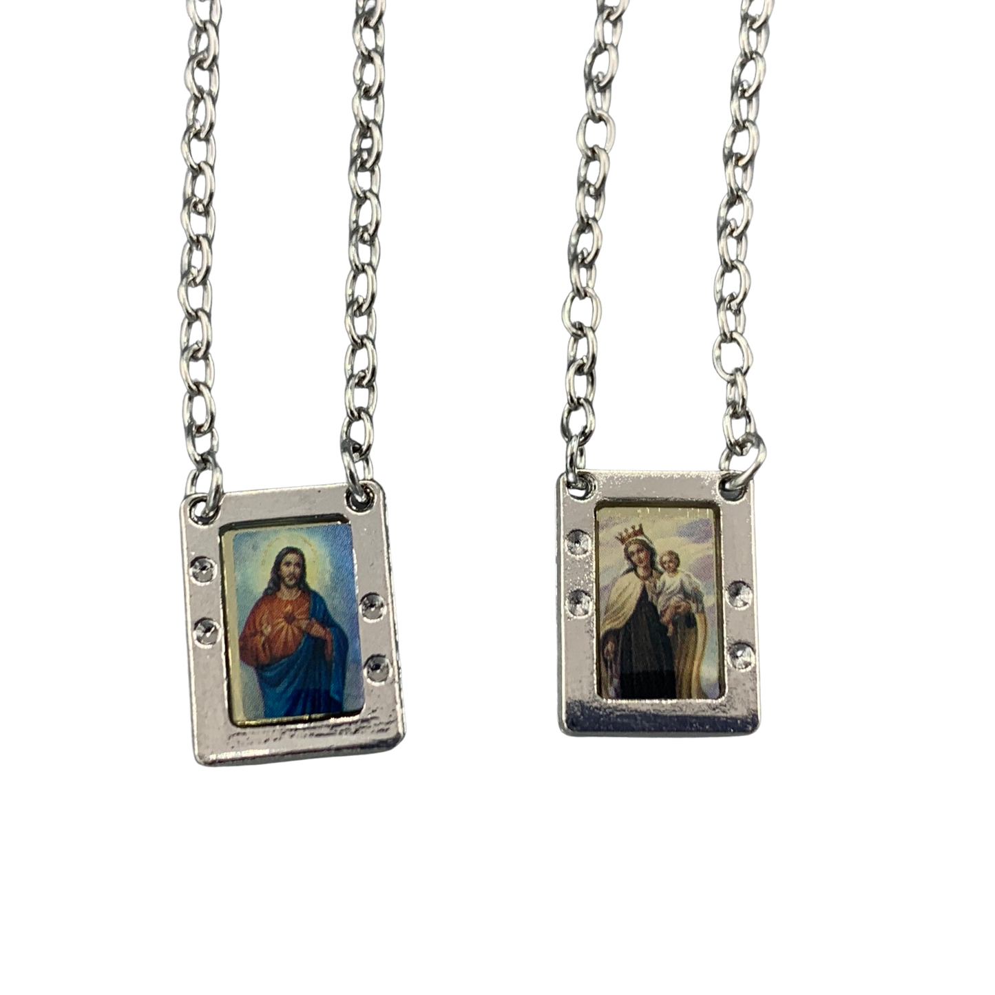 Two Hearts Colored Scapular Necklace