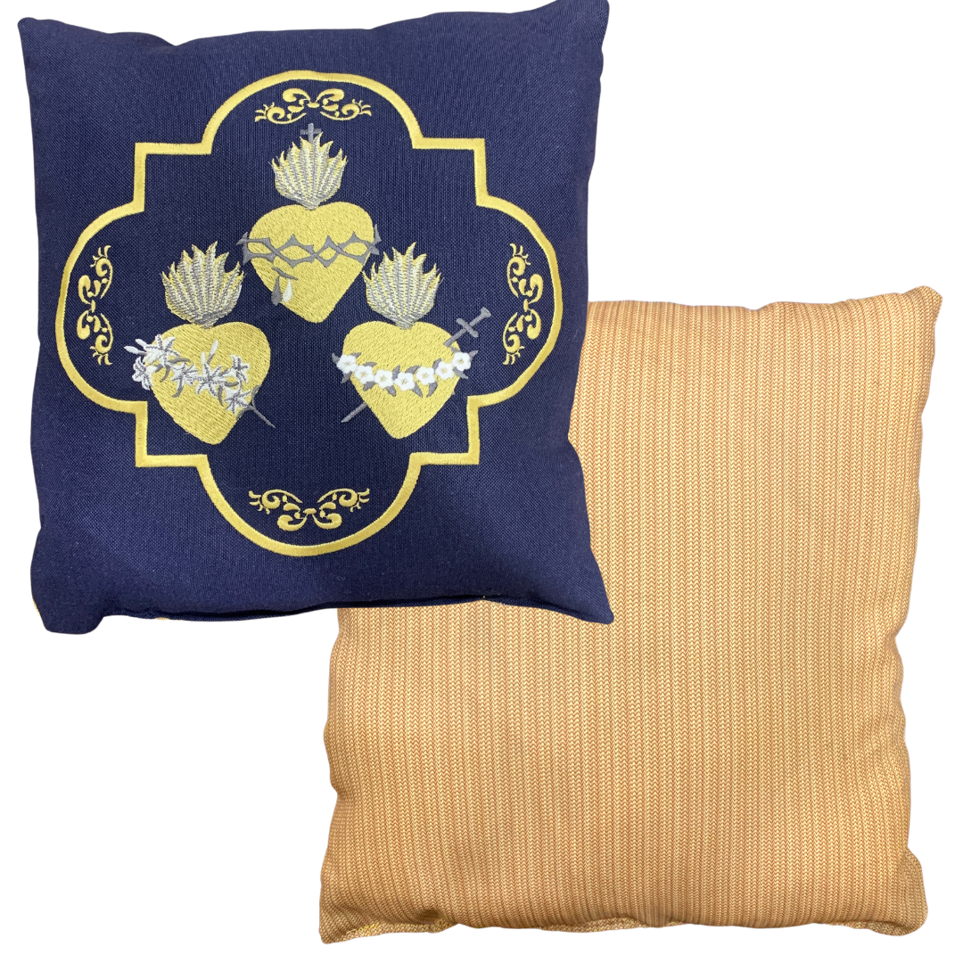 Three Hearts Embroidered Pillow by SCTJM