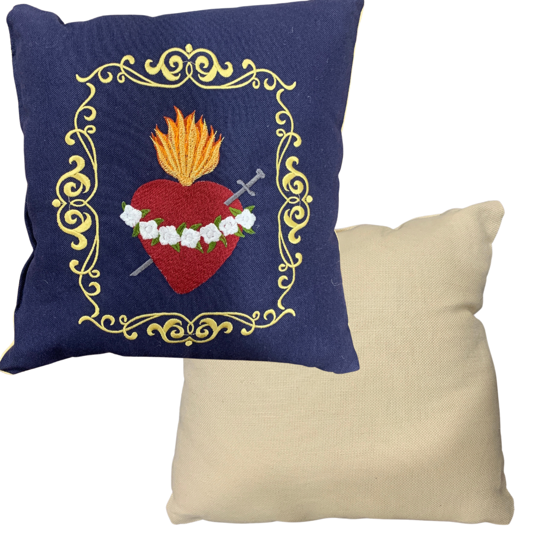 Immaculate Heart Embroidered Pillow by SCTJM