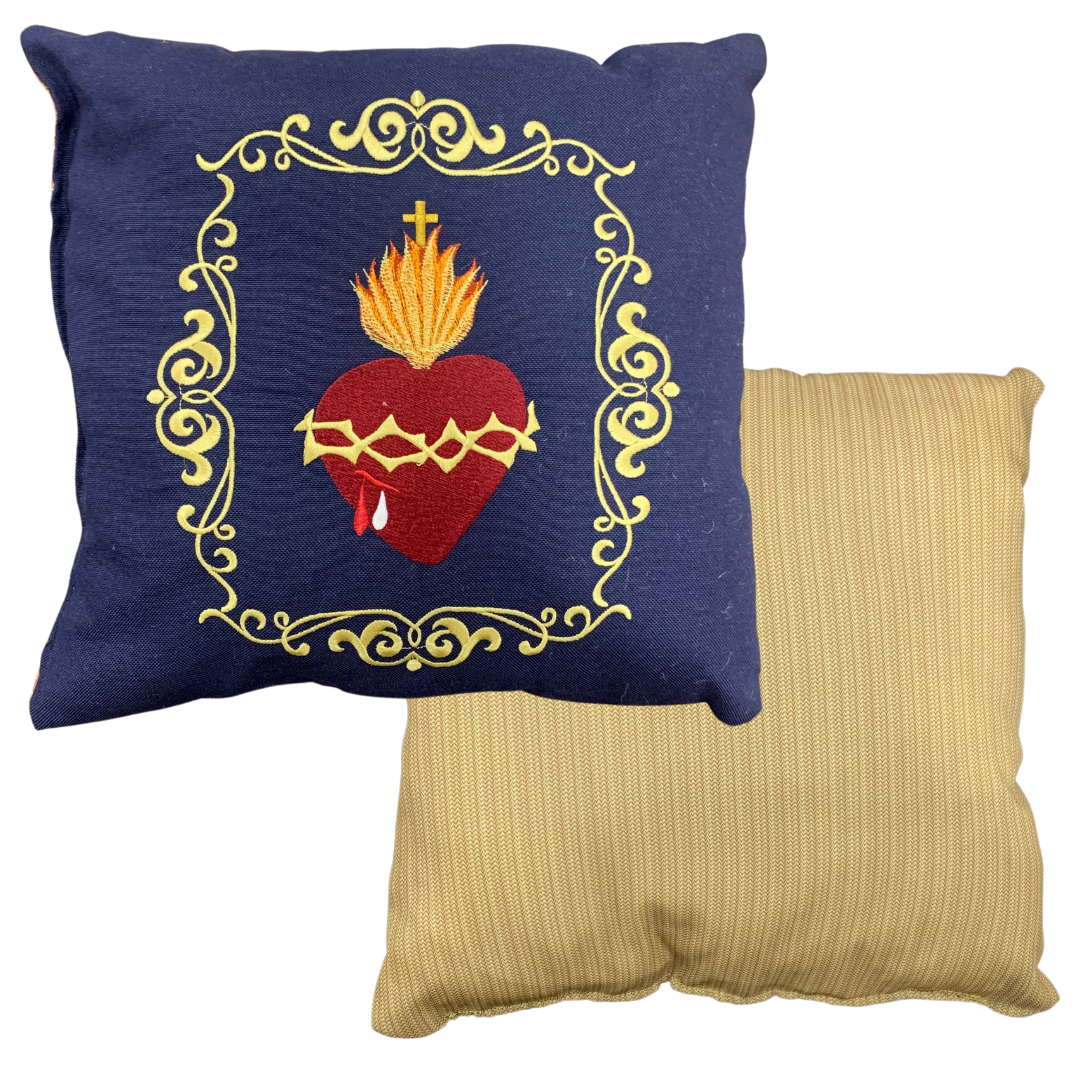 Sacred Heart Embroidered Pillow by SCTJM