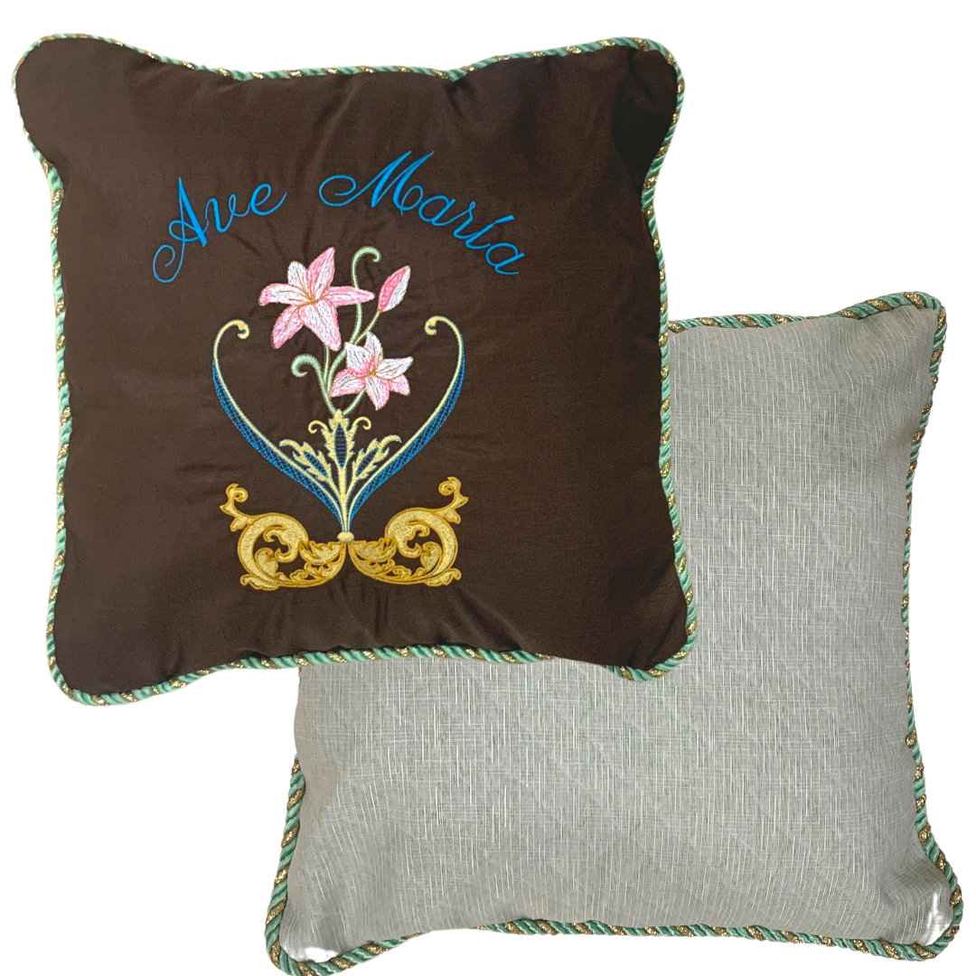 Ave Maria Embroidered Pillow by SCTJM