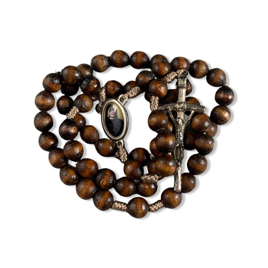 Wood St. Faustina String Rosary with Relic