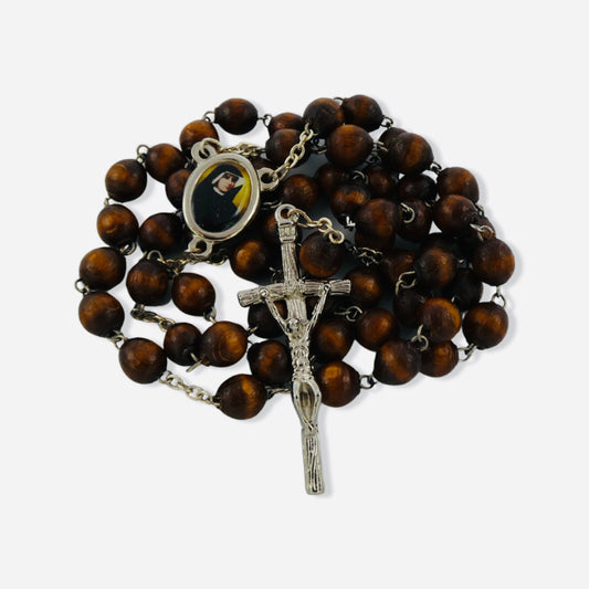 Wood St. Faustina Rosary with Relic