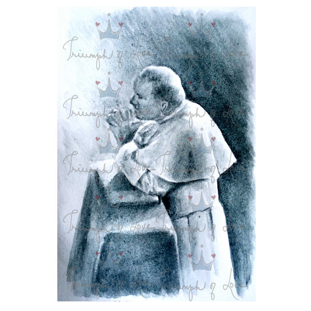 Original St. John Paul II Praying Print by SCTJM