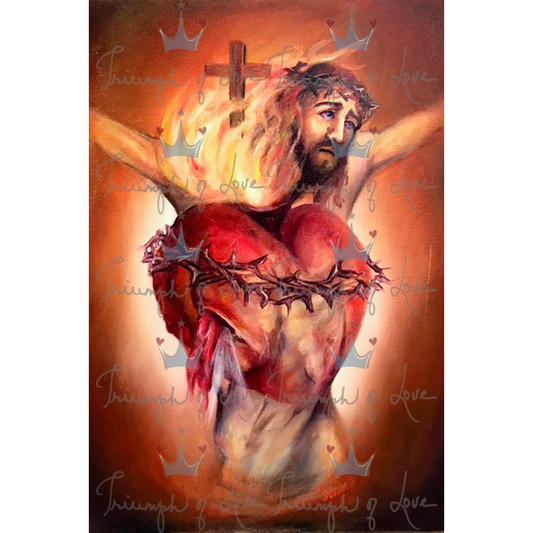 Original Sacred and Pierced Heart Color Print by SCTJM