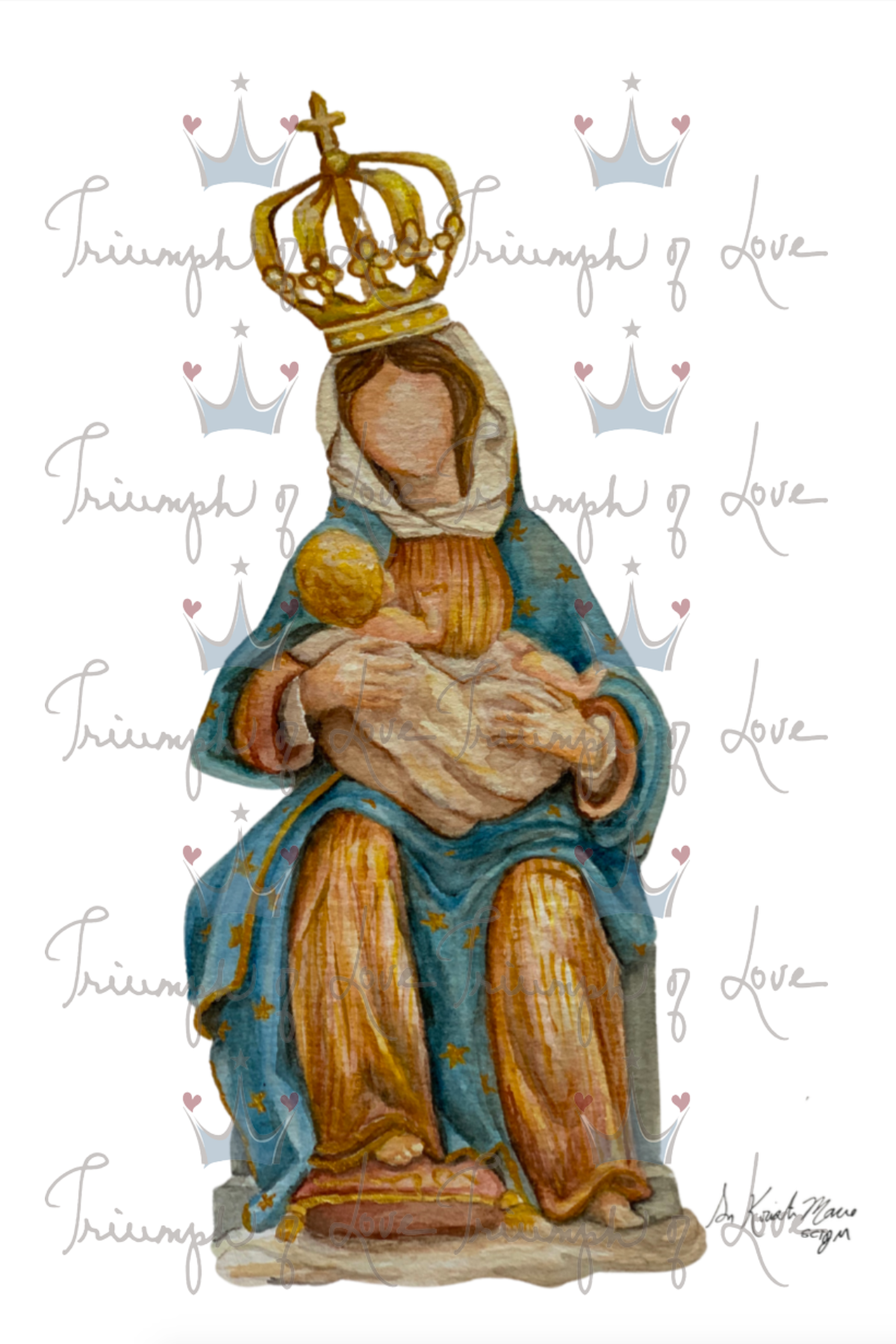 Original Our Lady of La Leche Watercolor Print by SCTJM